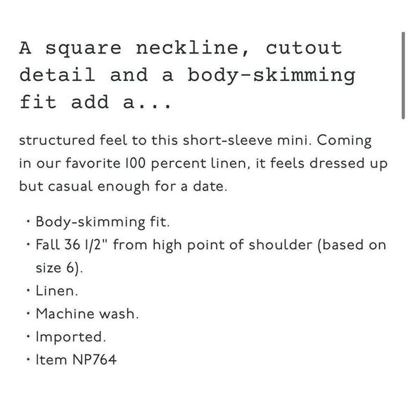 MADEWELL Linen Mini Dress Women 8 White Square Neck Cutout NP764 - Picture 2 of 12